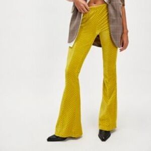 Free People Velvet Flare Pants Warm Olives XS NWT